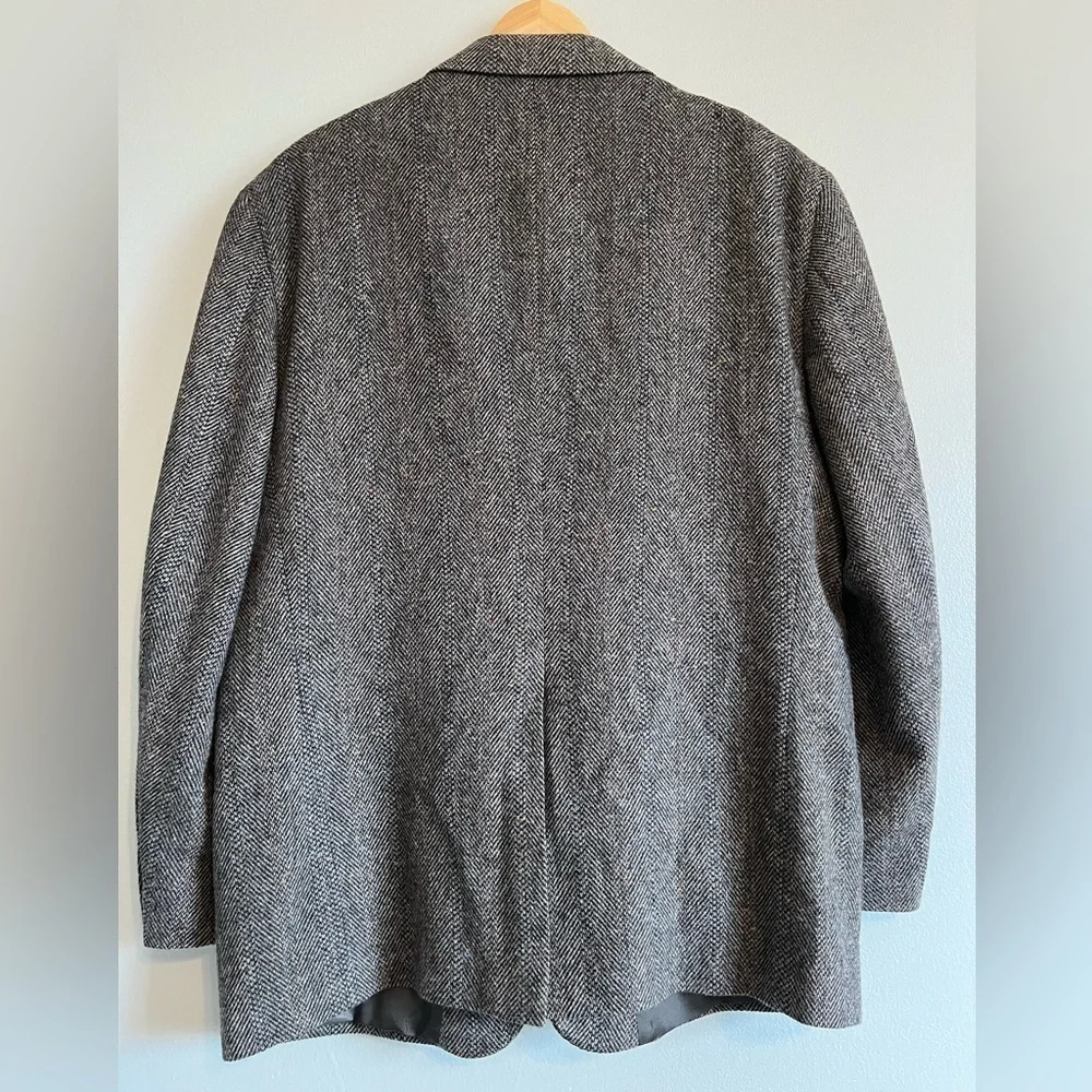 VINTAGE Tweed Jacket M Gray Barleycorn 100% Wool Donegal Blazer Sport Coat 43R - Picture 2 of 13